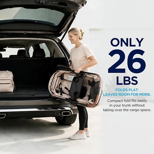 Weego Lightweight Wagon Stroller for 2 Kids, Foldable All-Terrain, Black | Double stroller wagon with removable canopy, adjustable push-pull handle, snack tray, cup holders and storage basket. thumbnail 3