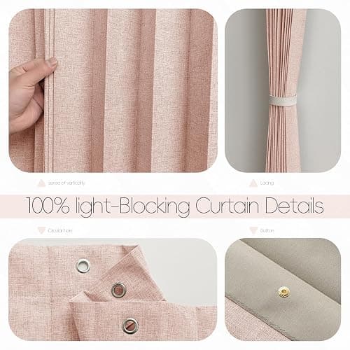 Jilron 100% Blackout Fabric Folding Door Curtain with Magnetic Closure - Accordion Style for Sliding Doors, Closets,Wardrobe and Temporary Door Solutions Doorway Curtains（W42 x L78, Pink，1 Panel） thumbnail 5