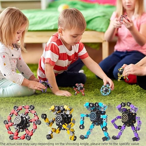 Transformable Fidget Spinners Toys 4 Pcs for Kids and Adults Stress Relief Sensory Toys for Boys and Girls Fingertip Gyros for Party Favors Chrismas Stocking Stuffers Bulk for Teens thumbnail 4