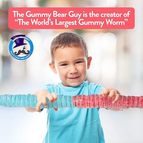 The Gummy Bear Guy | SOUR World's Largest Gummy Worm | Cherry/Blue Raspberry (Cherry/Blue Raspberry) thumbnail 2