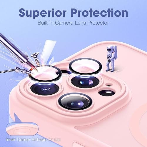 YEMORAN Compatible with iPhone 11 Pro Max Case with Built-in Camera Lens Protectors Translucent Magnetic 11 Pro Max Phone Case 6.5" [Compatible with Mag-Safe][Great Grip Feeling], Pink thumbnail 4