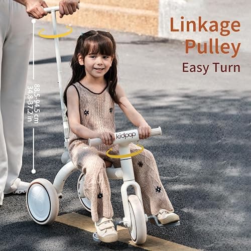 4-in-1 Toddler Tricycle with Adjustable Push Handle for 1-4 Year Old,Birthday Gift and Toy for Boys and Girls Removable Pedals Balance Bike&Scooter (Beige) thumbnail 7