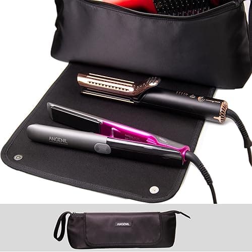 ANGENIL Large Flat Iron Mat Hair Tools Travel Bag 2 in 1, Curling Iron Hair Curler, Hair Straightener Brush, Hair Dryer, Portable Hot Tool Mat Hair Accessories Organizer for Women thumbnail 4