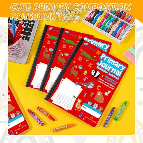 Fulmoon 24 Pcs Primary Composition Notebook K-2 with Picture Space Primary Journal Grades K-2 Draw and Write Journal Composition Book for Preschool Classroom, 80 Sheet (Red) thumbnail 5