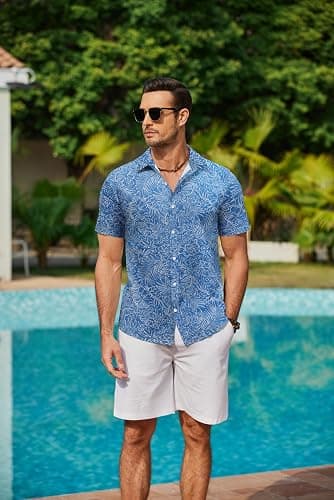 COOFANDY Mens Hawaiian Shirts Short Sleeve Button Down Aloha Shirt Casual Beach Clothes thumbnail 6