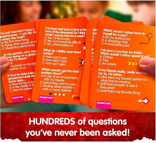 SUSSED The Wacky ‘What Would You Do?’ Social Card Game - Kids Stocking Stuffer, Gift & Family Travel Game for Boys, Girls, Teens - Fun & Easy to Play - Ages 7+ - Oddball Orange Deck thumbnail 2