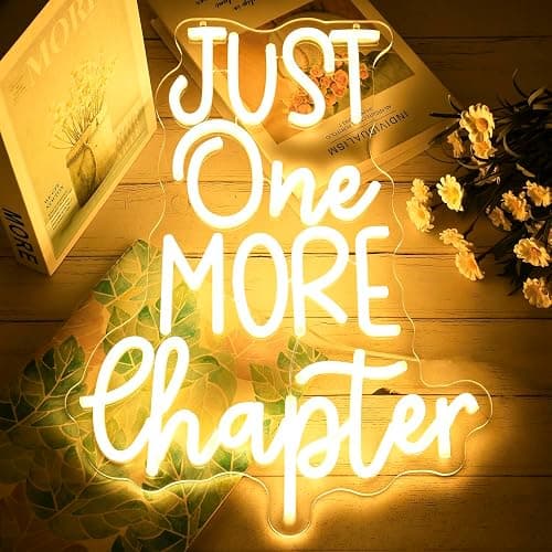 Just One More Chapter Neon Sign Dimmable Neon Signs for Wall Decor LED Library Sign USB Light Up Sign for Study Reading Room Decor Bedroom Classroom Book Lover Book Reader Bookish Gifts for Women thumbnail 4