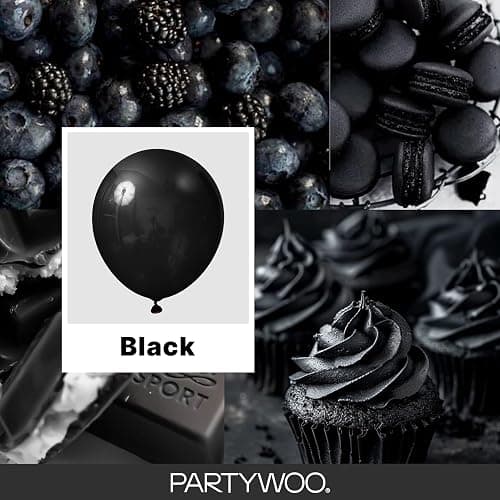 PartyWoo Black Balloons 130 pcs Different Sizes of 18 12 10 5 Inch Black Balloons Arch Kit Garland for Baby Shower Birthday Graduation Casino Gaming Anniversary Race Car Party Decorations Black-Y18 thumbnail 2
