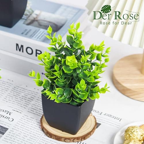 Der Rose 4 Pack Fake Plants Small Artificial Mini Faux Plants Indoor Black Bathroom Accessories for Room Home Office Shelf Decor thumbnail 4