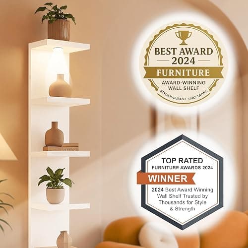 home stuff Lack Wall Shelf Unit with Extra Strong Backboard, Versatile 7 Tier Shelf Unit, White Lack Wall Shelf, Display Floating Shelf with LED Remote Control Light (White) thumbnail 9