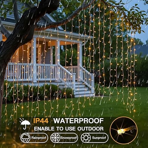 suddus Curtain Lights for Bedroom, 200 Led Hanging String Light Outdoor, Fairy Curtain Lights Indoor for Christmas, Dorm, Wall, Backdrop, Window, Wedding, Party, Birthday Decor, Warm White thumbnail 7