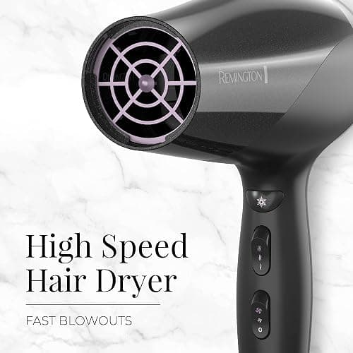 Remington Damage Protection Hair Dryer with Ceramic Ionic Tourmaline Technology, Black, Diffuser and Concentrator, 3 Piece Set thumbnail 3