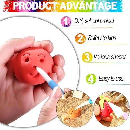 LINPHCEY 9PCS Clay Tools for Kids Air Dry Clay Tool Kit Plastic Clay Sculpting Tools Set for DIY Pottery, Modeling Molding Polymer Clay – Safe & Easy Grip for Beginners & Craft Lovers thumbnail 4