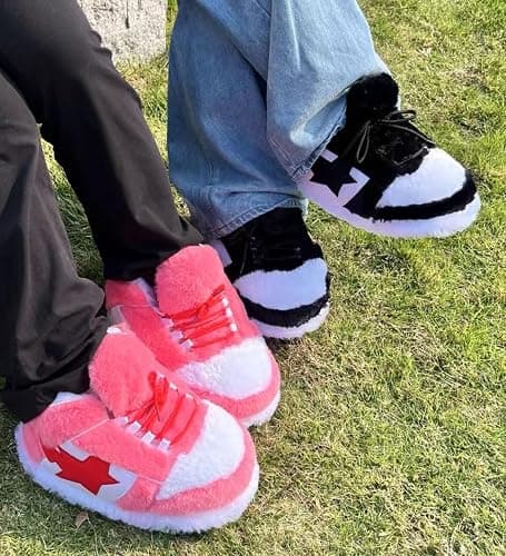 CUTEGAL Sneaker Slippers Star Fluffy Shoes Memory Foam One Size Indoor Comfy and Trendy for Men Unisex Home Pantuflas thumbnail 5