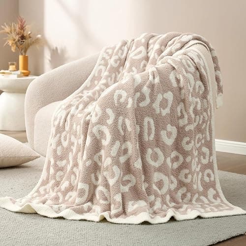 Snuggle Sac Leopard Throw Blanket for Couch Bed Sofa 50x60 inches, Reversible Beige Leopard Blanket Ultra Soft Cozy Blankets for Women Mothers Birthday Gifts thumbnail 3