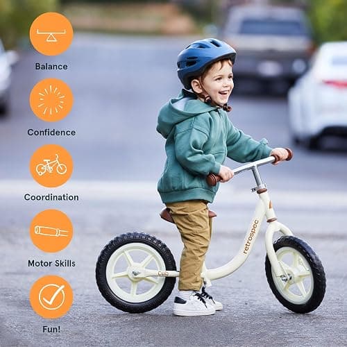 Retrospec Cub Toddler 12" Balance Bike, 18 Months - 3 Years Old, No Pedal Beginner Kids Bicycle for Girls & Boys, Flat-Free Tires, Adjustable Seat, & Durable Frame - Eggshell - Cub 2 thumbnail 4