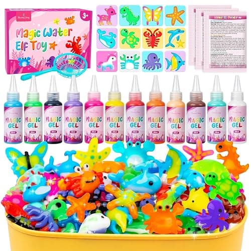Eleanore's Diary Aqua Fairy Water Gel Kit, Magic Water Elf Toys for Kids | Rainy Days Art & Crafts for Boys Girls - Creative DIY Toys - 12 Gels & 12 Molds - Holiday Family Party Favors Birthday Gifts - Image 1