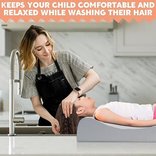 BALAPET Hair Washing Station for Kids,Shampoo Foam Mat for Children Ergonomic Comfortable Support Hair Washing Mat on Sink Portable Foldable Shampoo Buddy Basin Essentials, Patent Pending(Gray) thumbnail 5