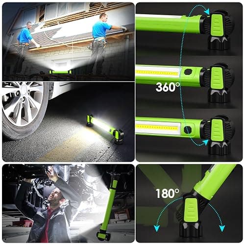 Work Light, 2500LM Bright LED Work Lights, 5200mAh Rechargeable Magnetic Underhood Work Light with Hooks, Cordless Battery Powered Mechanic Light for Car Repairing/Inspection/Garage/Workshop/Emergency thumbnail 4