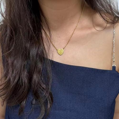 AditiGarden Angel Number Heart Charm, 111 11:11 1111 222 333 444 555 777 888 999 Spiritual Lucky Necklace for Women thumbnail 4