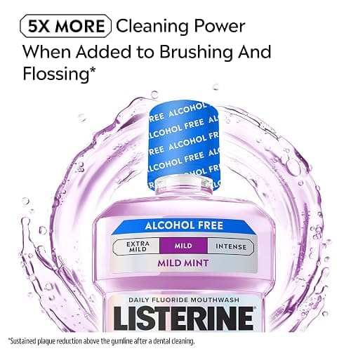 Listerine Total Care Mild Taste (Alcohol Free) Antibacterial Mouthwash (500ml), Fresh Mint Flavour With 6-in-1 Benefits thumbnail 3