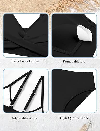WIQI Girls Swimsuit Bikini Set 2 Piece Bathing Suits Color Block Criss Cross Swimwear Size 9-16 thumbnail 6