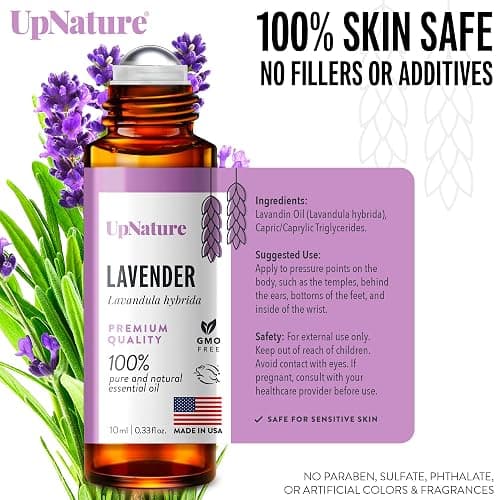 UpNature Lavender Essential Oil Pure Roll On - 100% Natural Lavender Oil for Skin thumbnail 3