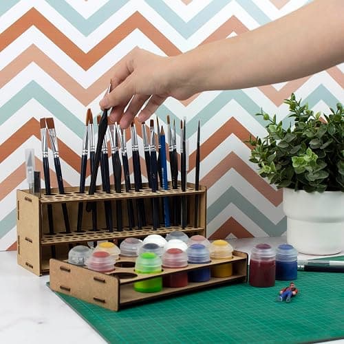 PROSCALE Paint Brush holder. Large Capacity Paint brush organizer and Art Supply Organizer kit for table and wall miniatures modeling crafts thumbnail 7