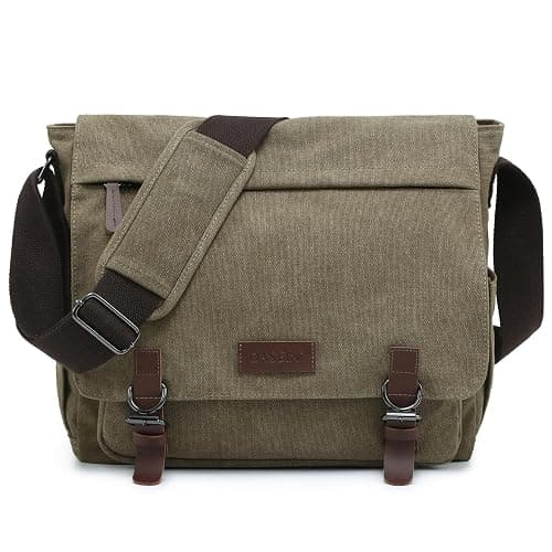 Large Vintage Canvas Messenger Shoulder Bag Travel Crossbody Purse Briefcase Business Bag for 15inch Laptop - Image 1