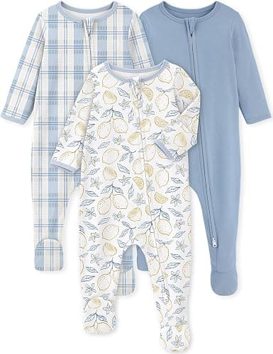 Yoofoss Baby Pajamas 100% Organic Cotton Baby Sleepers for Newborn 0-3 3-6 6-9 Months Boys Girl Clothes 3pcs Footed PJs - Image 1