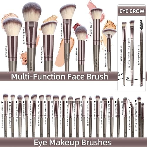 MAANGE Makeup Brushes 51 Pcs Makeup Kit, Multi-functional Makeup Tool Set with Makeup Brush Foundation Brush Make up Brushes Set Bag (Champagne) thumbnail 3