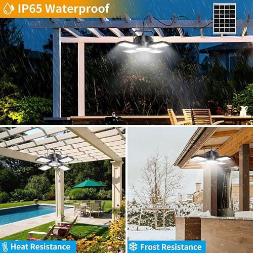 Aqonsie Solar Shed Light Outdoor Indoor, 176LED Solar Powered Motion Sensor Pendant Light Daytime Available, Solar Indoor Lights with 5 Lighting Modes & Remote for Shed Gazebo Barn Garage Home thumbnail 4