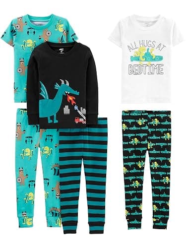 Simple Joys by Carter's girls 6-piece Snug Fit Cotton Pajama Set - Image 1