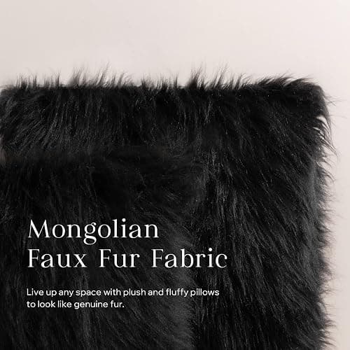 Phantoscope Pack of 2 Faux Fur Solid Throw Decorative Pillow Cover Cushion Covers Luxury Soft Halloween Decorative Pillowcase Fuzzy Pillow Covers for Bed/Couch, Black 18 x 18 Inches thumbnail 4
