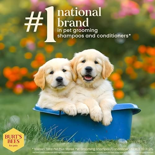 Burt's Bees for Puppies Natural Tearless 2 in 1 Shampoo and Conditioner | Made with Buttermilk and Linseed Oil | Best Tearless Puppy Shampoo for Gentle Skin and Coat | Made in USA, 16 Oz thumbnail 7