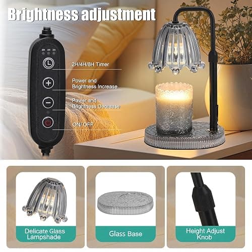 Maromamix Candle Warmer Lamp with Timer - Electric Wax Melt Warmer with Adjustable Height and Dimmer for Scented Candle Wax, Home Fragrance Décor and House Warming Birthday Gifts for Women Mom thumbnail 3