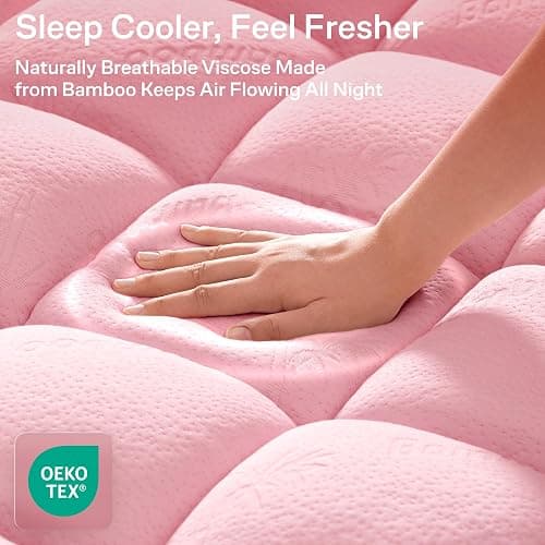 Niagara Sleep Solution Twin Ultra Soft Mattress Topper — Back Pain Relief | Rayon Derived from Bamboo, 20" Deep Pocket, Breathable Pillow Top Mattress Pad, Perfect for Hot Sleepers, Pink thumbnail 3