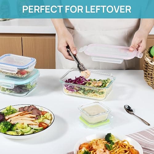 Vtopmart 8 Pack Glass Food Storage Containers with Airtight Lids, Glass Meal Prep Containers, Lunch Containers for Microwave, Oven, Freezer and Dishwasher, BPA Free thumbnail 2