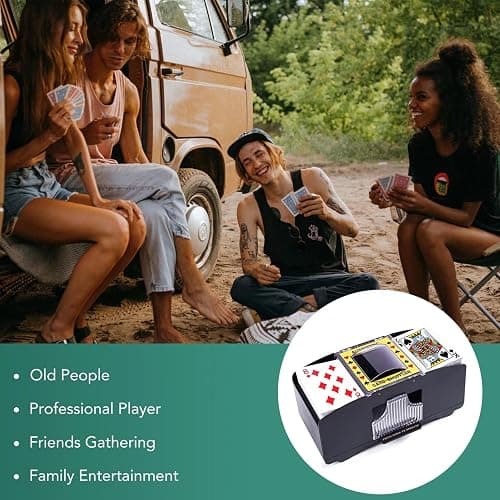 Rareidel Automatic Card Shuffler 2 Deck, Battery Operated Card Dealer Machine, Electric Casino Card Shuffler for UNO, Blackjack, Texas Hold'em, Home Card Games thumbnail 4