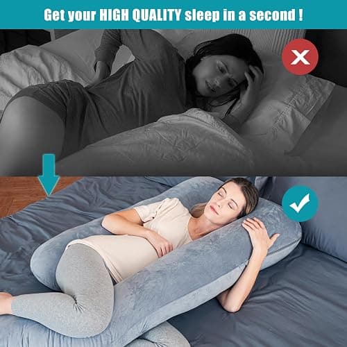 Cute Castle Pregnancy Pillows, Soft U-Shape Maternity Pillow with Removable Cover - Full Body Pillows for Adults Sleeping - Pregnancy Must Haves - Jumbo 57 Inch - Grey thumbnail 6