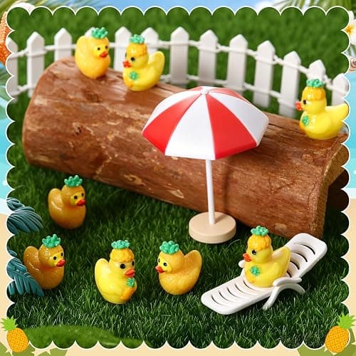 GGSTDDUP 50 PCS Mini Resin Pineapple Ducks, Summer Tiny Resin Animals Figures to Hide, Cute Toy Figures for Miniature Landscape Garden Accessories Dollhouse Cake DIY Home Decoration Party Favors thumbnail 5