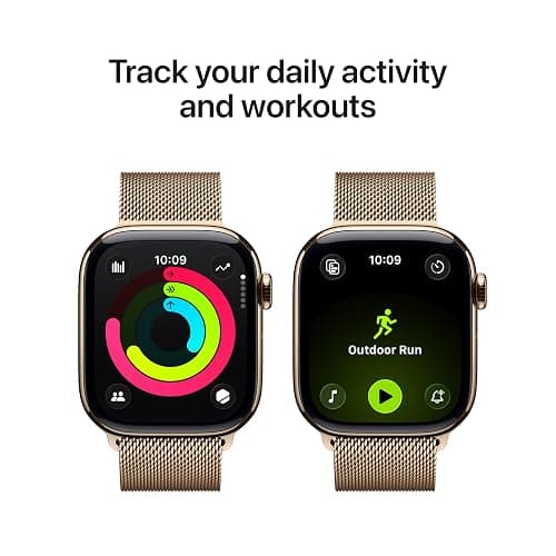Apple Watch Series 11 [GPS + Cellular 42mm] Smartwatch with Gold Titanium Case with Gold Milanese Loop. Sleep Score, Fitness Tracker, Health Monitoring, Always-On Display, Water Resistant thumbnail 4