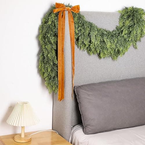 Waydress 1 Pcs 12ft Christmas Cedar Garland Artificial Realistic Soft and Thickness Green Faux Fake Full Cedar Pine Garland for Fireplace Mantel Table Doorframe Indoor Outdoor Xmas Holiday Decoration thumbnail 6