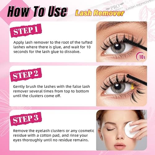 PRO LASHBEAUTY Lash Cluster Glue Clear Lash Glue Remover Kit Lash Bond and Seal Waterproof, Long Lasting 7 Days 10S Removal Eyelash Glue Remover No Residue(Clear Bond & Seal+Remover) thumbnail 7