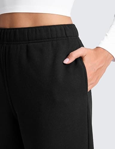 CRZ YOGA Cotton Fleece Lined Jogger Sweatpants Women 28" - Casual Lounge Travel Pants with Pockets Winter Warm thumbnail 4
