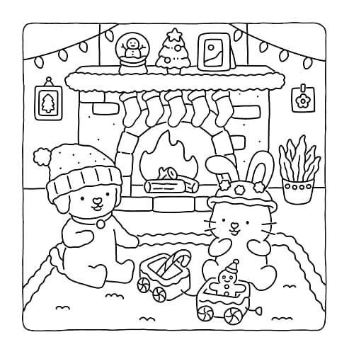 Fuzzy Hygge: Christmas Vibes Coloring Book for Adults & Teens Featuring Cozy Festive Holiday Winter Scenes with Adorable Animals Characters (Fuzzy Friends Coloring) thumbnail 7