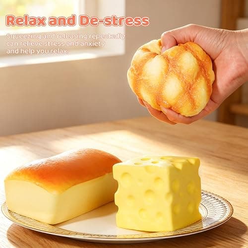 dZbGift Bread Butter Squishy,Cheese Squishy,3pcs Slow Rising squishies -Squeeze Toys,Jumbo squishies for Stress Relief,Gift for Boys Girls Adults thumbnail 2