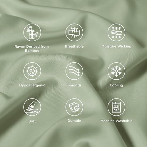 Bedsure Pillow Cases Queen, Cooling Pillow Cases, Rayon Derived from Bamboo Sage Green Pillowcases Queen Size Set of 2, Soft & Breathable Bedding Pillow Covers with Envelope Closure, 20x30 Inches thumbnail 6