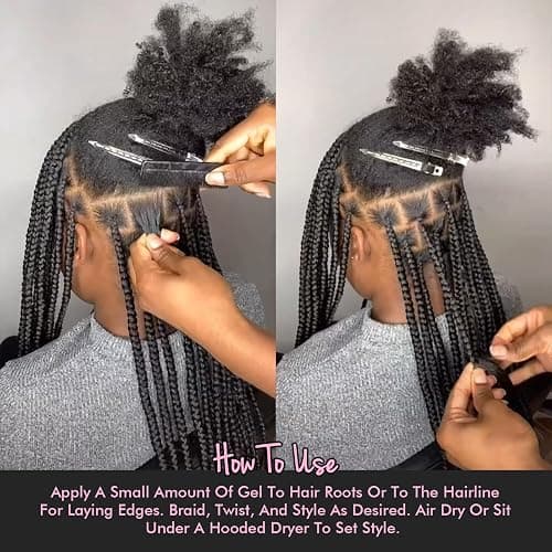 Edge Control Gel for 4C Hair Braiding Hair Gel Firm Hold, Hair Styling Wax Non-Greasy No Flaking 4.2 Oz thumbnail 2
