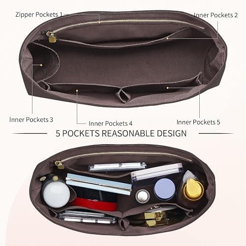 DOIAPUOS Dupont Paper Purse Organizer Inserts for brooklyn 28 Insert Keeps Tote Handbag（Brown） thumbnail 4